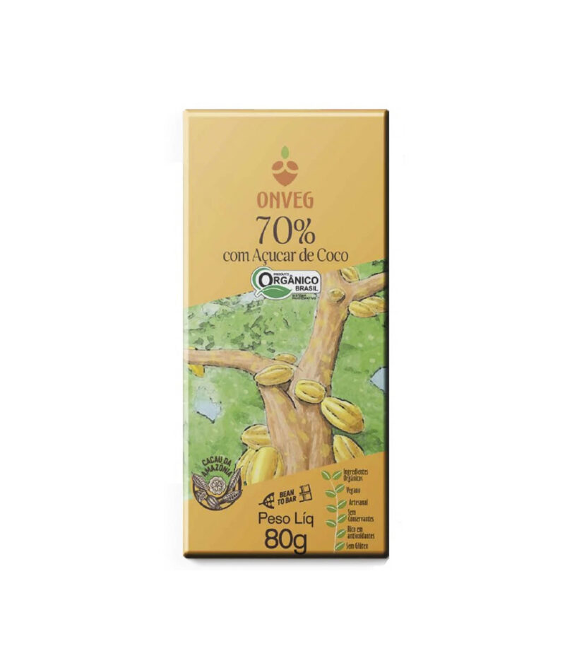 Chocolate OnVeg 70% Açúcar de Coco - 80g